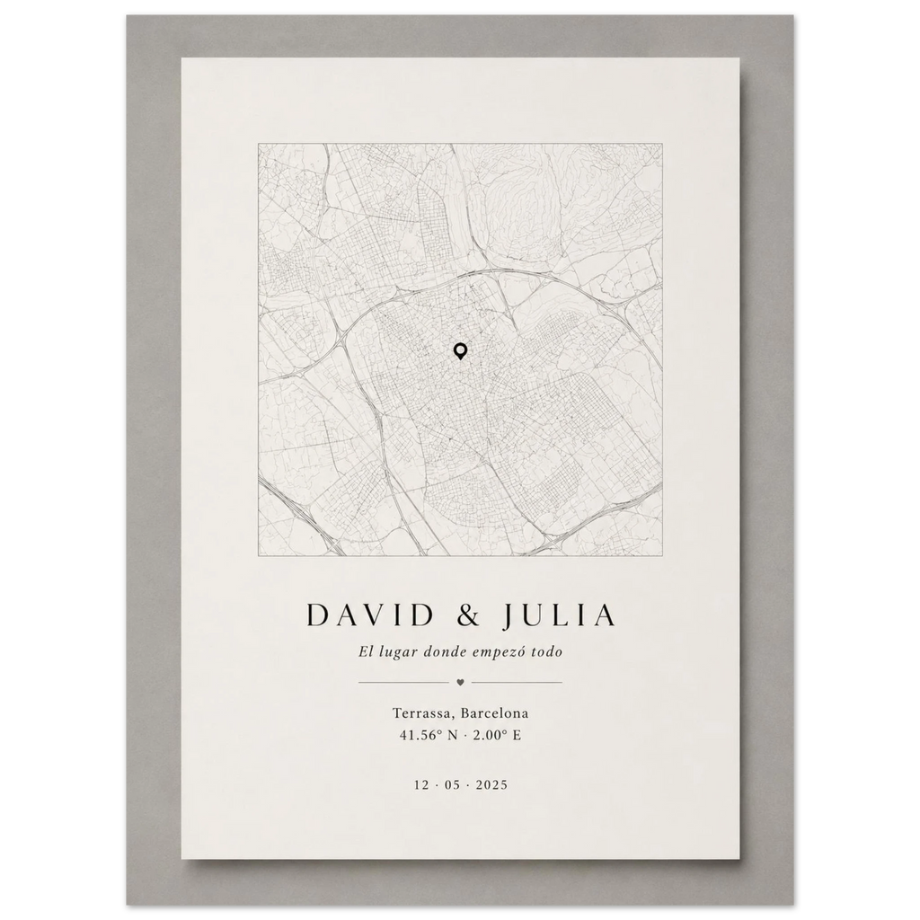 Detalle del mapa personalizado con nombres, lugar y fecha