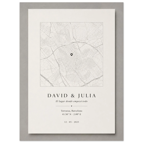 Detalle del mapa personalizado con nombres, lugar y fecha